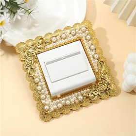 Resim MIAOCAI Bej ABS Yapay İnci Anahtar Kapak Sticker - Boho Çiçek Tasarımı, Ev & Noel için Yeniden Kullanılabilir Kendinden Yapışkanlı Duvar Dekoru 