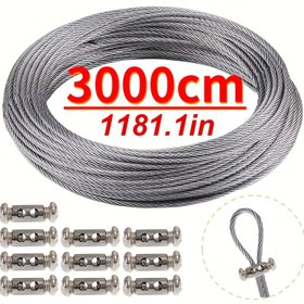 Resim 30m Paslanmaz Çelik Tel Tel ile 10 Swaged Bağlayıcı - 7x7 Tel, 304 Kablolar Açık Hava Asılı, Çamaşır Askısı, Bahçe Çit, Tatil Dekoru için - Çok Amaçlı, 10m Seçeneği Mevcut, Açık Hava Kullanımı|Dekoratif Kablolar|Swaged Bağlayıcılar, Tel Tel, Çamaşır Askıları 