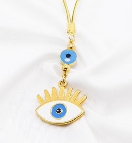 Resim biuti Altın Kaplama Çerçeveli Nazar Göz Figürü Araba Dikiz Ayna Süsü, Yeni Araba Hediyesi 