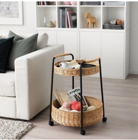 Resim IKEA Lubban Tekerlekli Yan Sehpa Rattan-antrasit. 