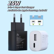 Resim 25W Type-C + USB-A Süper Hızlı Şarj PD25W QC18W Hızlı Şarj Adaptörü PD3.0 QC3.0 FE Note10 A05s iPhone 16/15/14/13/12 Pro ve Pro Max XR Galaxy S24 Ultra S23/S22/S21 iPad/Pixel OPPO vivo Laptop için Kompakt Tasarım 
