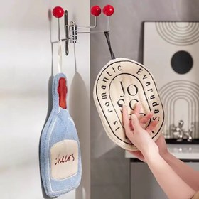 Resim 2 adet Fransız Basit Sevimli Karikatür Asılı El Havluları Yumuşak Emici Banyo Mendilleri 