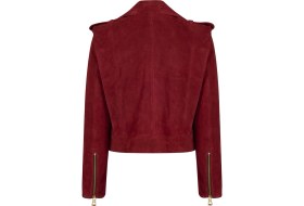 Resim Derimod Ibiza Kadın Bordo Biker Süet Deri Ceket 26SGD563710 