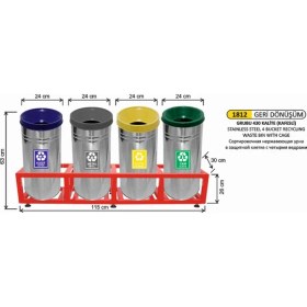Resim Arı Metal Geri Dönüşüm Kovası Kafesli Pasl.kovalı 4 Lü 