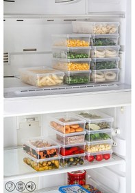 Resim 20 Adet Plastik Saklama Kabı Kendinden Kapaklı Dondurucu Kabı Hava Almaz 1 Lt. Ve 2 Lt. Ekru 