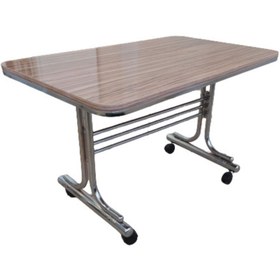 Resim Rehber Mobilya Aksesuar Belly Kahverengi 70x110 Krom Nikel Kaplamalı Tekerlekli Orta Sehpa Metal Tekerlekli Masa 