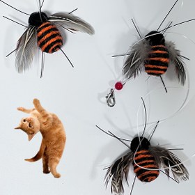 Resim 3 Adet Bumblebee Kedi Oyuncağı Yedek Tüyleri - Yapay Fiber ve Plastik İç Mekan Eğlencesi, Pil Gerekmez, Tüm Irklar ve Boyutlar için Güvenli 