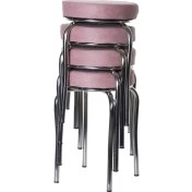 Resim Ekip Metal Tabure Kumaş 4 Adet Pembe 