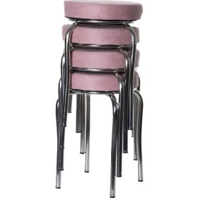 Resim Ekip Metal Tabure Kumaş 4 Adet Pembe 
