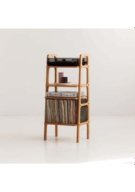 Resim Woodesk Vinilo, Ahşap, 114x50, Tik Renk, Kitaplık Ve Pikap Standı 