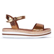 Resim Bueno Shoes Bronz Deri Kadın Dolgu Topuklu Sandalet 01wq1612 
