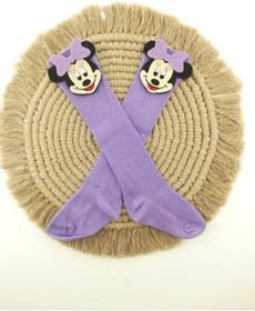 Resim ESES BEBE Minnie Mouse Figürlü Keçe Süslü Kız Bebek Diz Altı Çorap 0-3 Yaş 