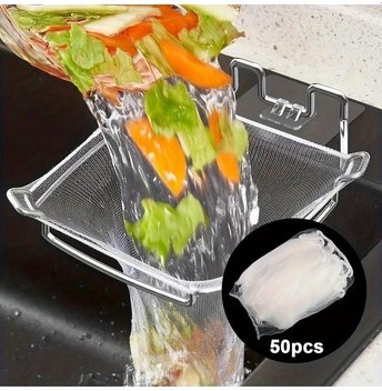 Fochsia 50 Adet Paslanmaz Çelik Lavabo Filtresi Ve File Torbası 304 Mutfak