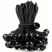 Resim Elmpaly Ağır Hizmet Tipi Siyah 50 Parça Bilyalı Rulo Sistemli Çadır Ve Tente Bağı 122 Lb Çekme Dayanımı 