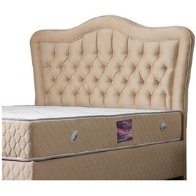 Resim Setaymobilya Baza, Camelli Çift Kişilik Bej Baza + Başlık + Deluxe Yatak 