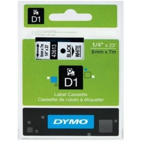 Resim Dymo D1 Şerit Standart 6 Mmx7 Mt Beyaz Üzerine Siyah 43613 / Dymo 