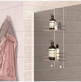 Resim Duşakabin Banyo Rafı Şampuanlık 2 Katlı Askılı (460919719) Gri 