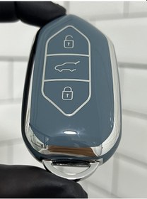 Resim Togg T10x Uyumlu 3 Butonlu Anahtar Koruma Kılıfı Gri Gümüş 