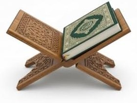 Resim Geleneksel El Oyması Ahşap Rahle - Katlanabilir Kur’an-ı Kerim Standı - Selçuklu Motifli Kitap Okuma Sehpası 