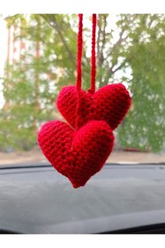 Resim Mony Tasarım Amigurumi Kalp El Emeği Araba Süsü Dikiz Aynası 