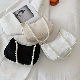 Resim Kadınlar için Vintage Omuz Çantası & El Çantası - Fermuarlı Şık Dönüştürülebilir Cüzdan, Bej/Beyaz/Siyah, Düğün, Parti, Günlük Kullanım İçin - Zamansız Bayan Çantası, Zarif Aksesuar 