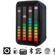 Resim Torima KTS-1752 Mikrofonlu Rgb Ledli Taşınabilir Bluetooth Hoparlör Usb-Tf-Fm Radyo Siyah 