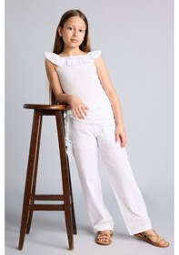 Resim Defacto Barrel Fıt Poplin Pantolon Kız Çocuk I0430a826hswt34 Beyaz-wt34 