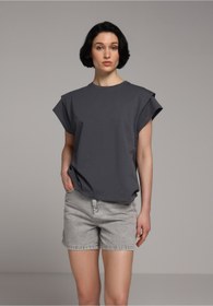 Resim Colin's Mom Fit Yüksel Bel Düz Kadın Grey Denim Jean Şort 