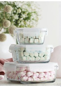 Resim Lav Fresco Saklama Kabı 3 Lü Cam Kilitli Saklama Kabı Beyaz 3 Boy 