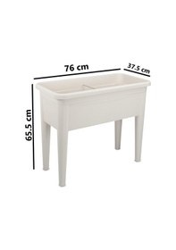 Resim Omnipazar So-ab03 Dekoratif Ayaklı Bahçe Yetiştirme Saksı 60 Litre No 3 Kirli Beyaz 113 