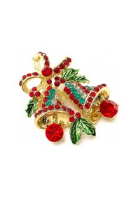 Resim Holiday Bells Yeni Yıl Broş Kırmızı - Altın 