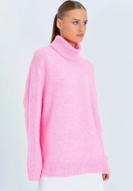 Resim Mixray 6907 Kadın Fitil Detaylı Triko Kazak Pembe 