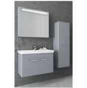 Resim Mauna 80 Cm Banyo Dolabı -Window Gri (Boy Dolap Dahil ) 