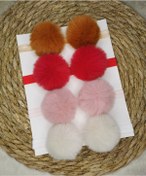 Resim Kız Çocuk/bebek 4'lü Peluş Ponpon Bandana Seti 