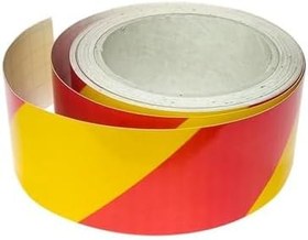 Resim Badem10 Reflektörlü Yapışkanlı Parlayan Fosfor Sarı Kırmızı Reflektif Düz Şerit Bant 7.5 cm 5 Mt İkaz Bandı 