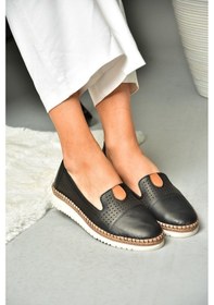 Resim Fox Shoes P555500103 Siyah Hakiki Deri Kadın Ayakkabı 001 