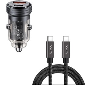 Resim LivX Transparent 45W PD/QC Mini Araç şarj Cihazı ve 50cm Hızlı Şarj Ve Data Kablosu 