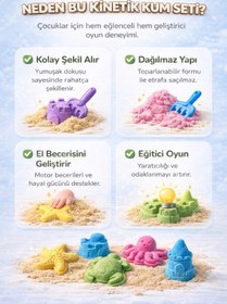 Resim HEROES 500 Gr Natural Kinetik Kum - Eğlenceli Akışkan ve Dağılmayan Eğitici Oyun Kumu 