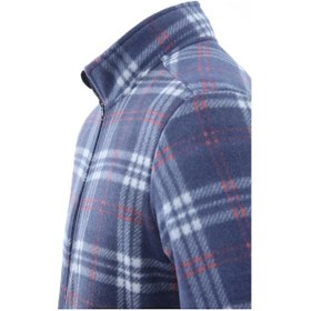 Resim Longberg Erkek Kaşe Ekoseli Fermuarlı Polar Hırka Lacivert 