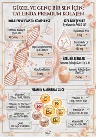 Resim TATLİNDA Collagen-Kolajen Hidrolize Tip 1, 2, 3, 5, 10 5 Vitamin 2 Mineral -312G 30 Servis 