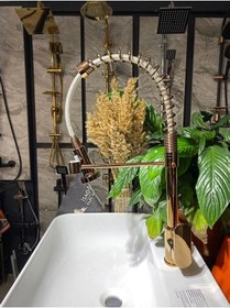 Resim İsaoğlu Yapı Bronz Mutfak Bataryası Spiralli Evye Musluğu Premium Bakır Mutfak Bataryası Pirinç Malzeme Bakır 