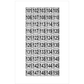 Resim Metal Kapı,masa,dolap Numarası 3,5cmx3,5cm 50 Adet (101…150) Gümüş Renk Metal 