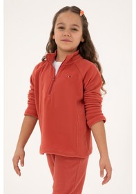 Resim U.S. Polo Assn. Kız Çocuk Gül Kurusu Polarlı Yarım Fermuarlı Sweatshirt 50317884-VR026 