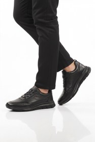 Resim MARCOMEN Siyah Hakiki Deri Bağcıklı Erkek Sneaker 152-22336 M 