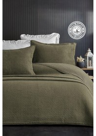 Resim Evlen Home %100 Pamuk Çift Kişilik Özel Taş Yıkama Yatak Örtüsü Lüks Yumuşak Dayanıklı Modern Vitali Yeşil 