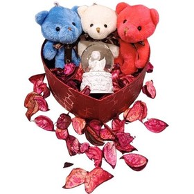 Resim Sevgiliye Hediye Kutusu 3 Adet Mini Ayıcık Ve Melek Kar Küresi 