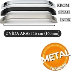 Resim Larskas Göksu Siyah Metal Mutfak Dolap Kulpları, Çekmece Kapak Kulbu, Mobilya Kulp (160 Mm, Adet, 1) 