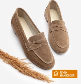 Resim Marjin Kadın Hakiki Deri Loafer Günlük Ayakkabı Rosme Taba 