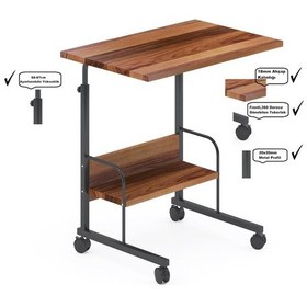 Resim Dehalimited 60X40 Raflı Yükseklik Ayarlı Frenli Tekerlekli Laptop Sehpası Çal 