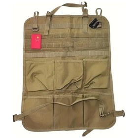 Resim Xuweiwei Tactical Multi-pocket Car Seat Organizer Bag Khaki Dayanıklı Polyester Ayarlanabilir Kayış 